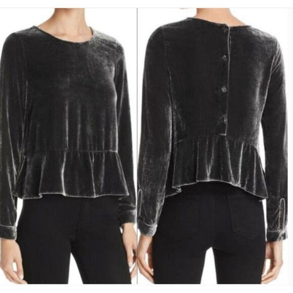 Bella Dahl Womens Crushed Velvet Shirt Size S Gray Silk Back Button Whimsigoth - Picture 1 of 11